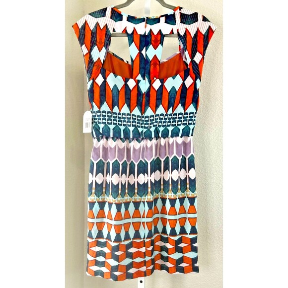NWT Jessica‎ Simpson Midi Dress Sleeveless Pockets Cut Outs Purple Orange Blue 6 - Picture 4 of 12